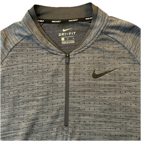 Nike Golf Pullover Mens Large Blue Dri-FIT Quarter Zip Long Sleeve Athletic Top - Picture 3 of 4